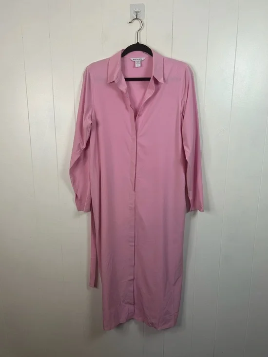 Athleta Urbanite Pink Shirt Dress Long Sleeve Midi Size Small Summer Athleisure - Picture 4 of 13